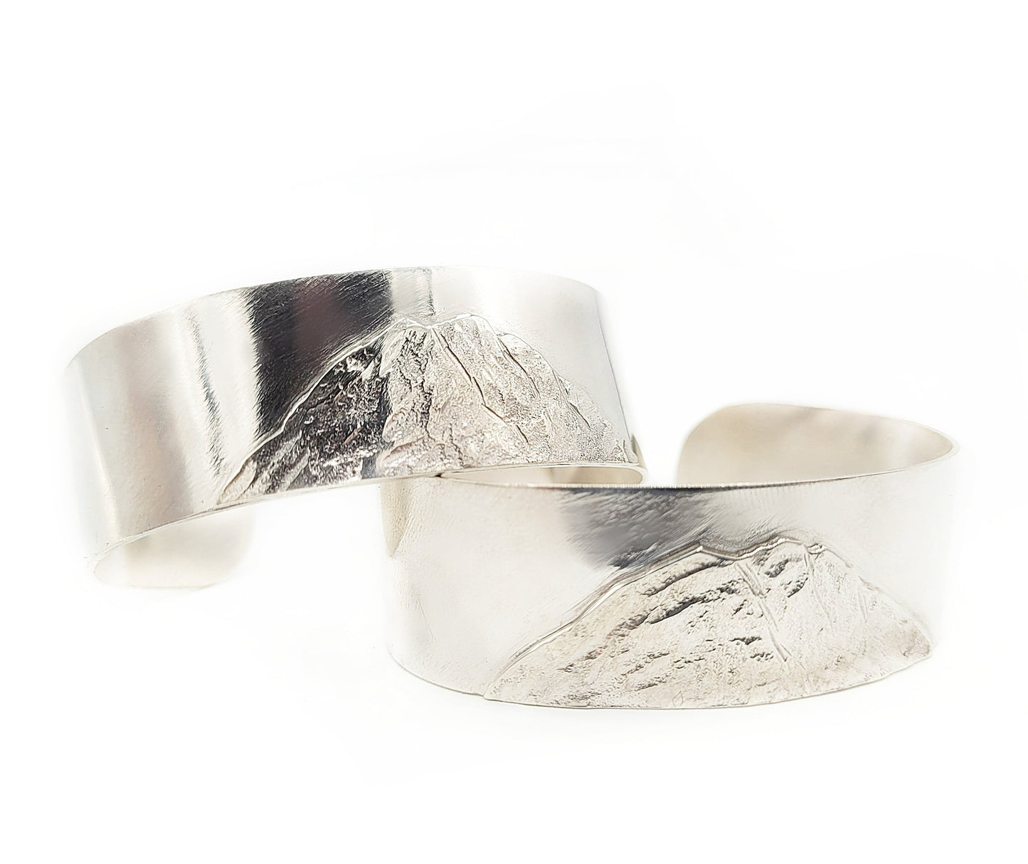 Custom Mountain Silver Cuff Bracelet