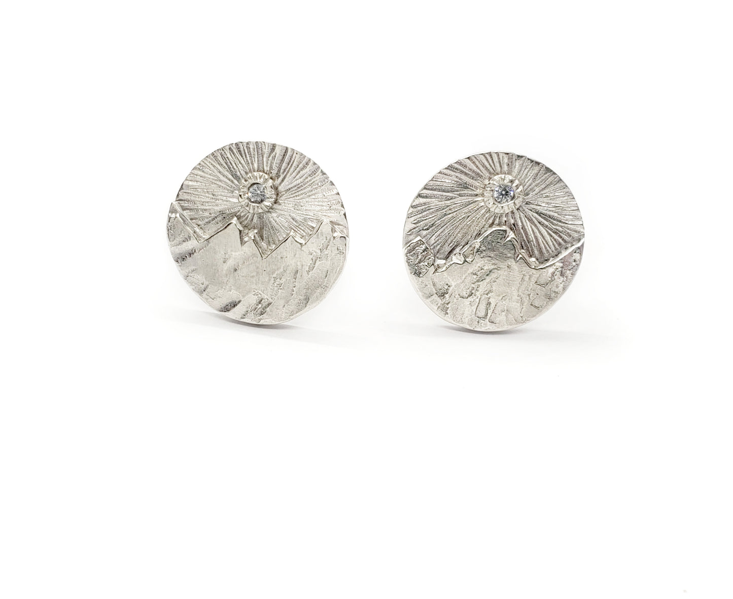 Cubic Zirconia Sun over Mountains - Cuff Links