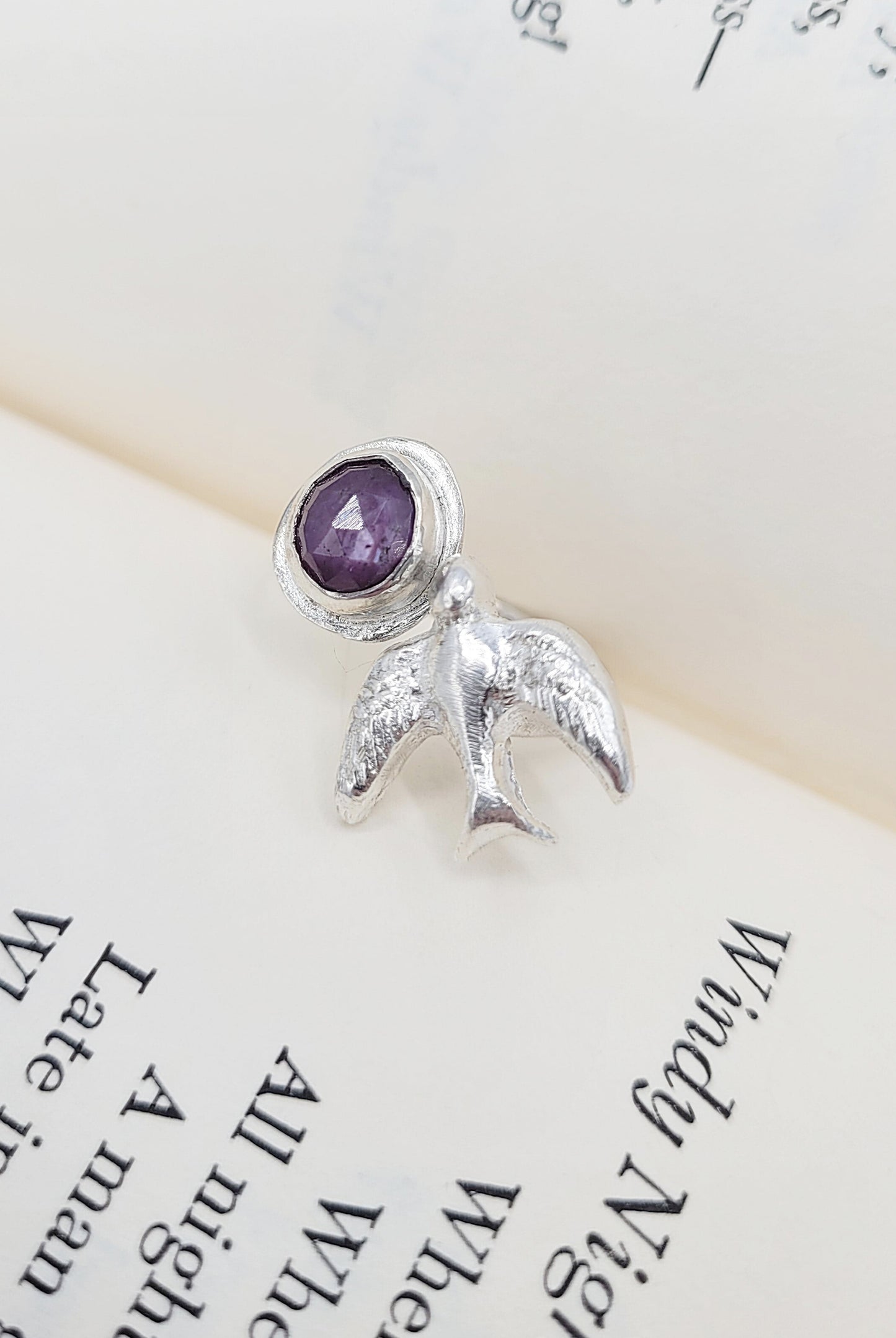 Bird in Flight Ring - Pink Sapphire