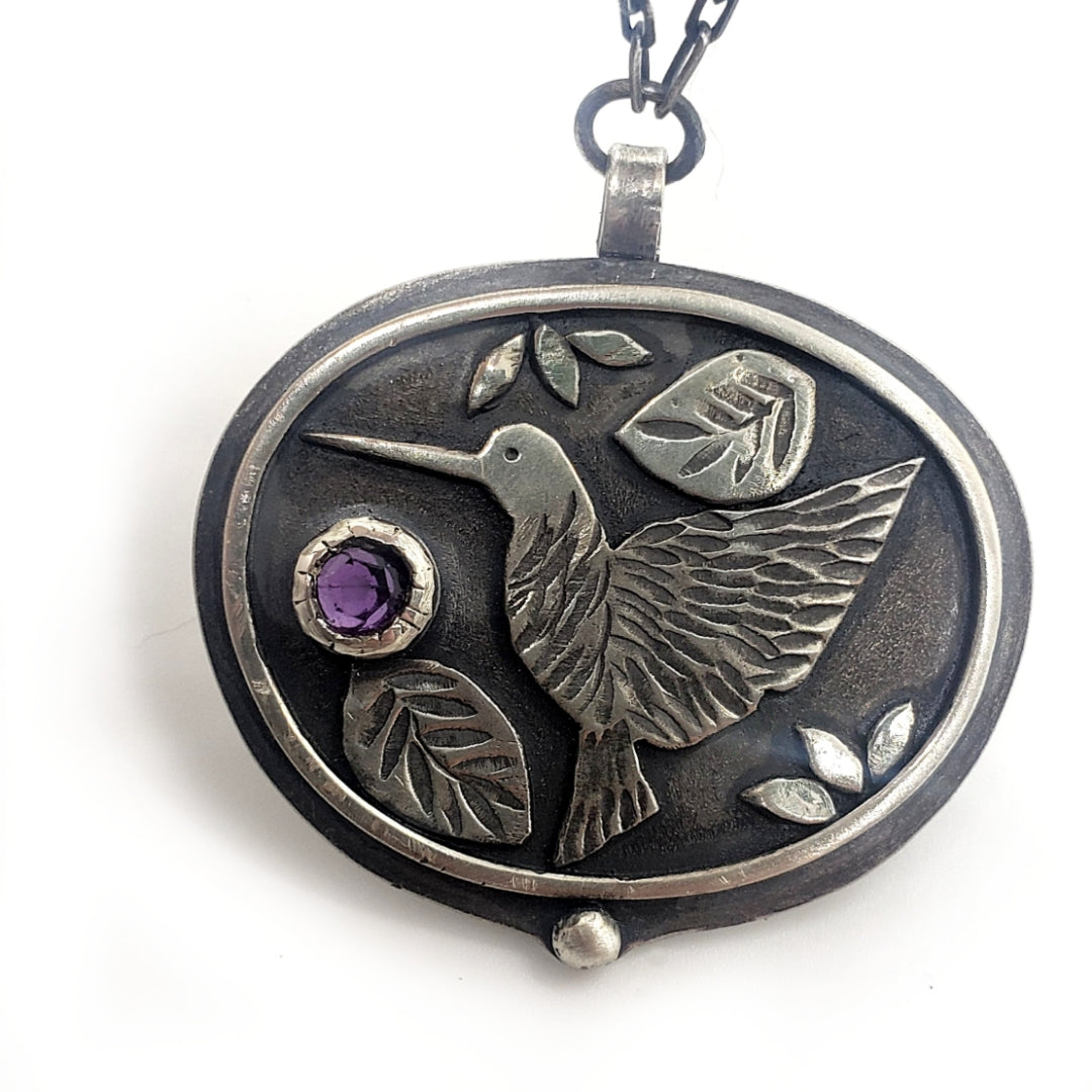 Hummingbird Visit - Amethyst - Necklace