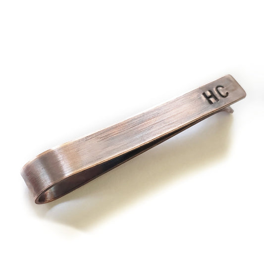 Vintage - Copper Tie Bar- Custom Initials