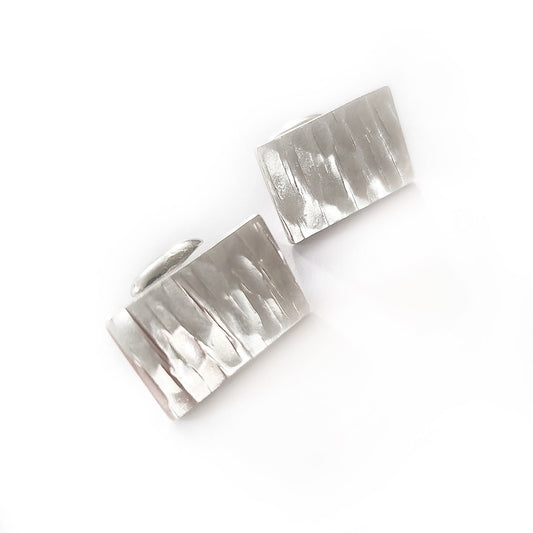 Tree Bark - textured cufflinks rectangular - All Sterling Silver