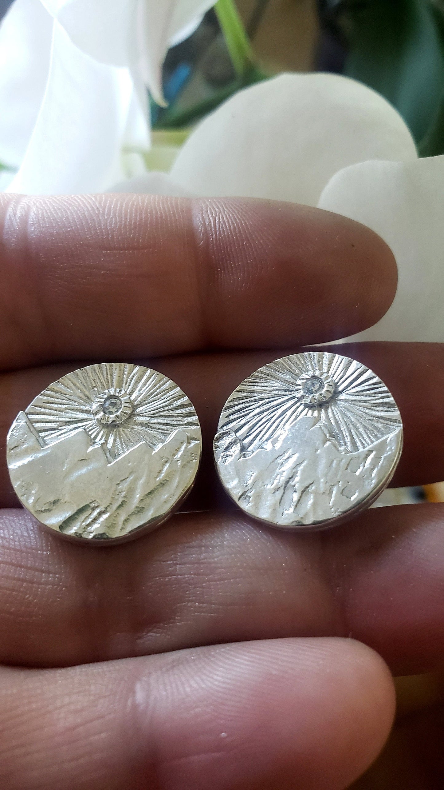 Cuff Links - Sunrays over Mountains - Sterling Silver