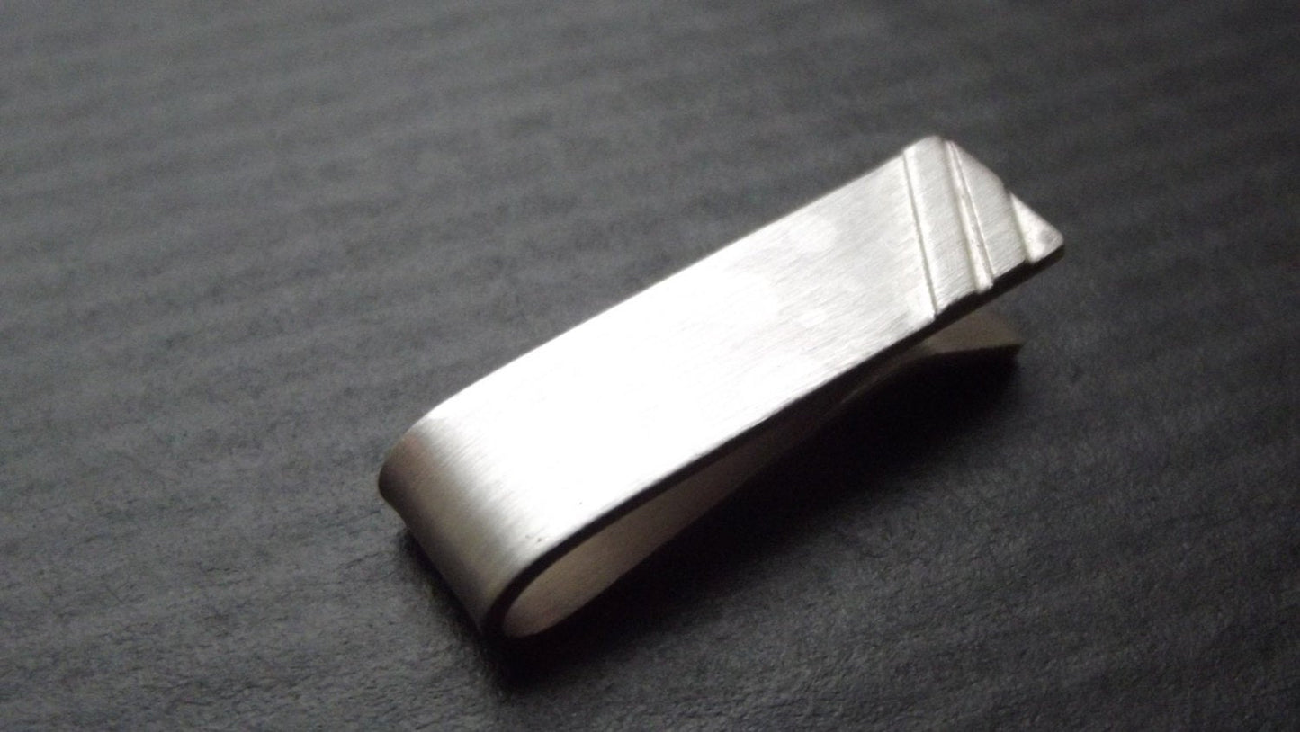 thicker 1 i n c h tie bar - striped - Sterling Silver - Ready to Ship