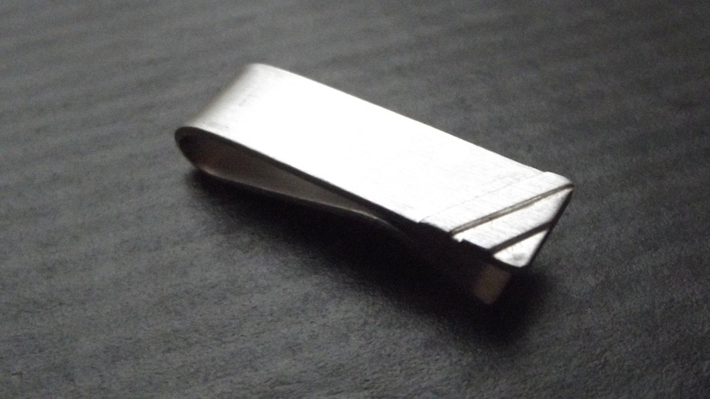 thicker 1 i n c h tie bar - striped - Sterling Silver - Ready to Ship