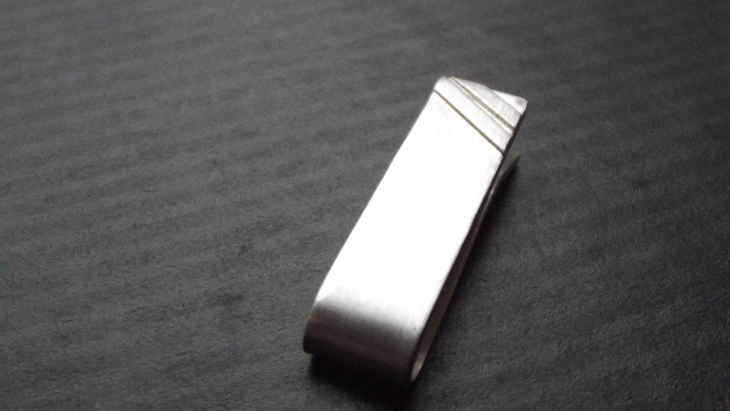 thicker 1 i n c h tie bar - striped - Sterling Silver - Ready to Ship