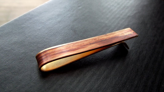 Tie Bar - Woodgrain Patina on Brass