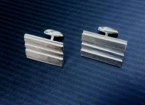 ribbed - cufflinks - Sterling Silver - Great Groomsmen gift