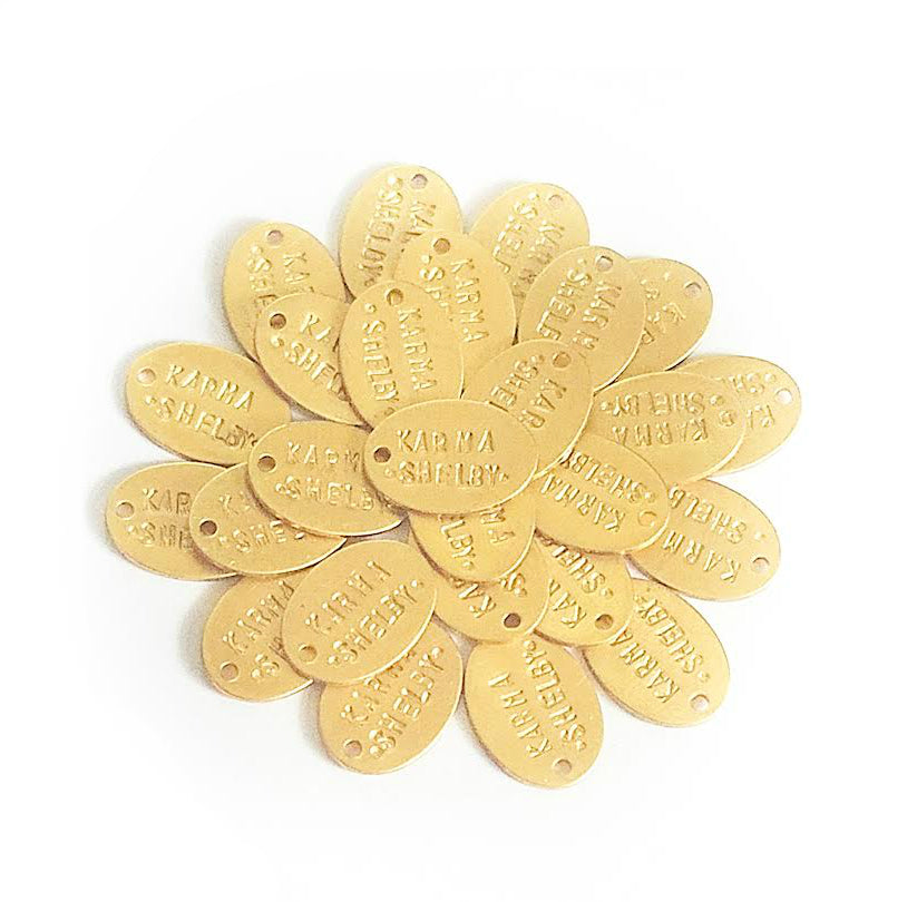100 Brass Oval Tags- Reserved for my favorite Angie