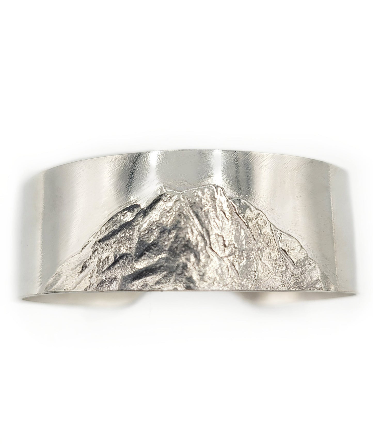 Custom Mountain Silver Cuff Bracelet