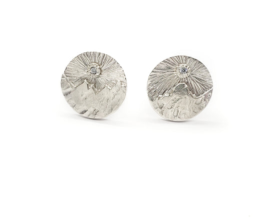 Cubic Zirconia Sun over Mountains - Cuff Links