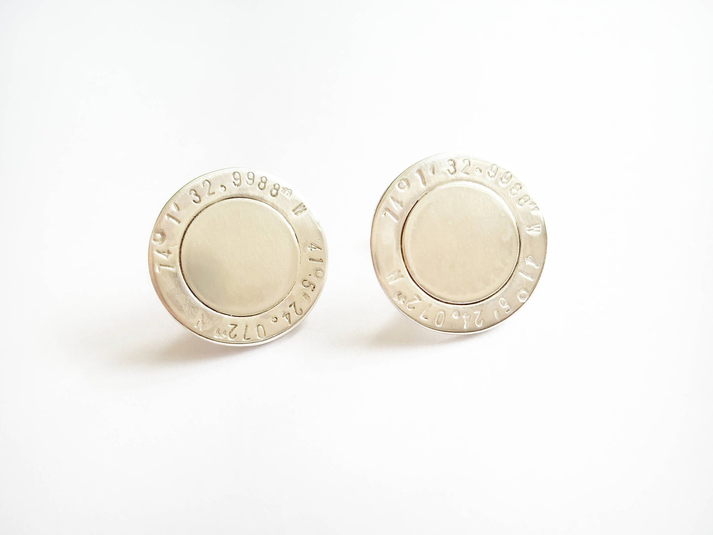 Cuff links - Latitude and Longitude Sterling Silver