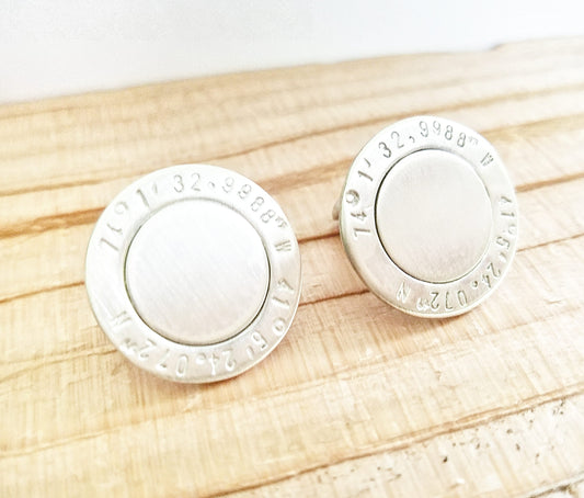 Cuff links - Latitude and Longitude Sterling Silver