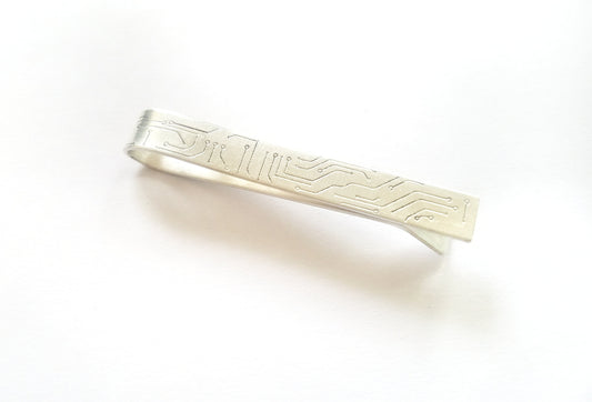 Tie Bar - Computer Circuit Board - Sterling Silver