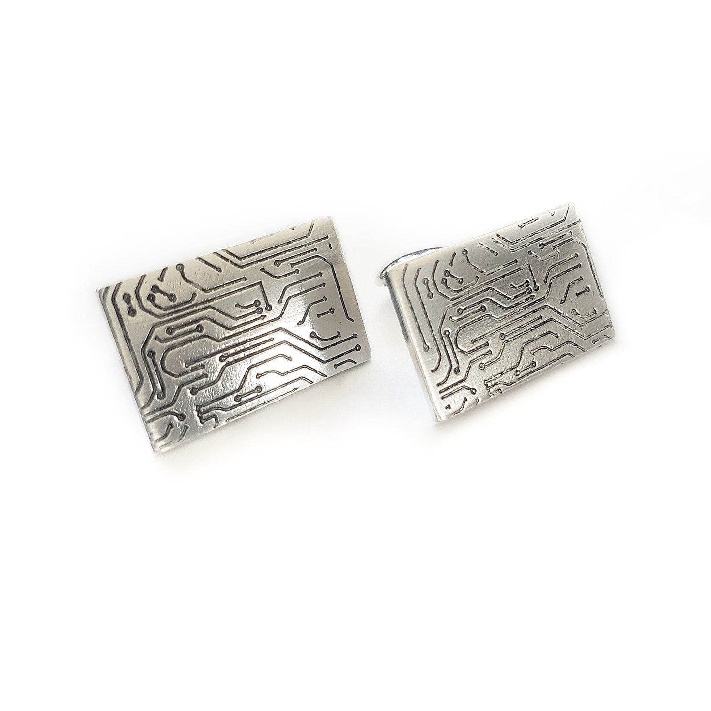 Cuff Links -  Computer Circuit Board - Sterling Silver