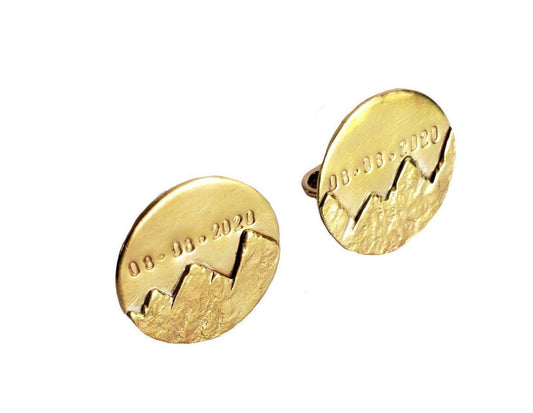 Mountains - Custom Date and Initials - Cuff Links