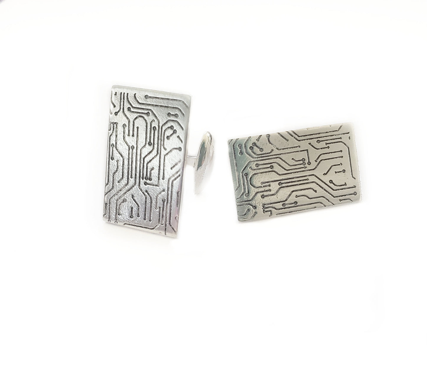 Cuff Links -  Computer Circuit Board - Sterling Silver