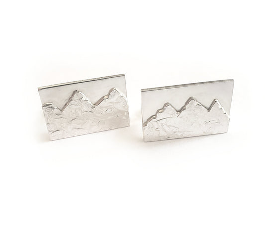 Cuff links - Mountain Range - Sterling Silver
