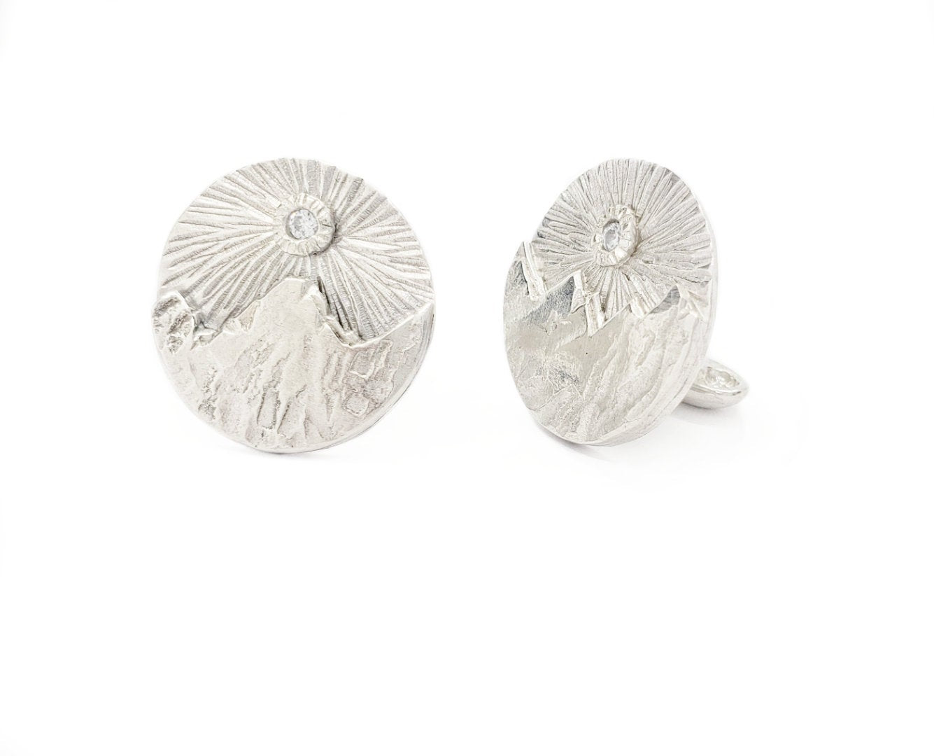 Cuff Links - Sunrays over Mountains - Sterling Silver