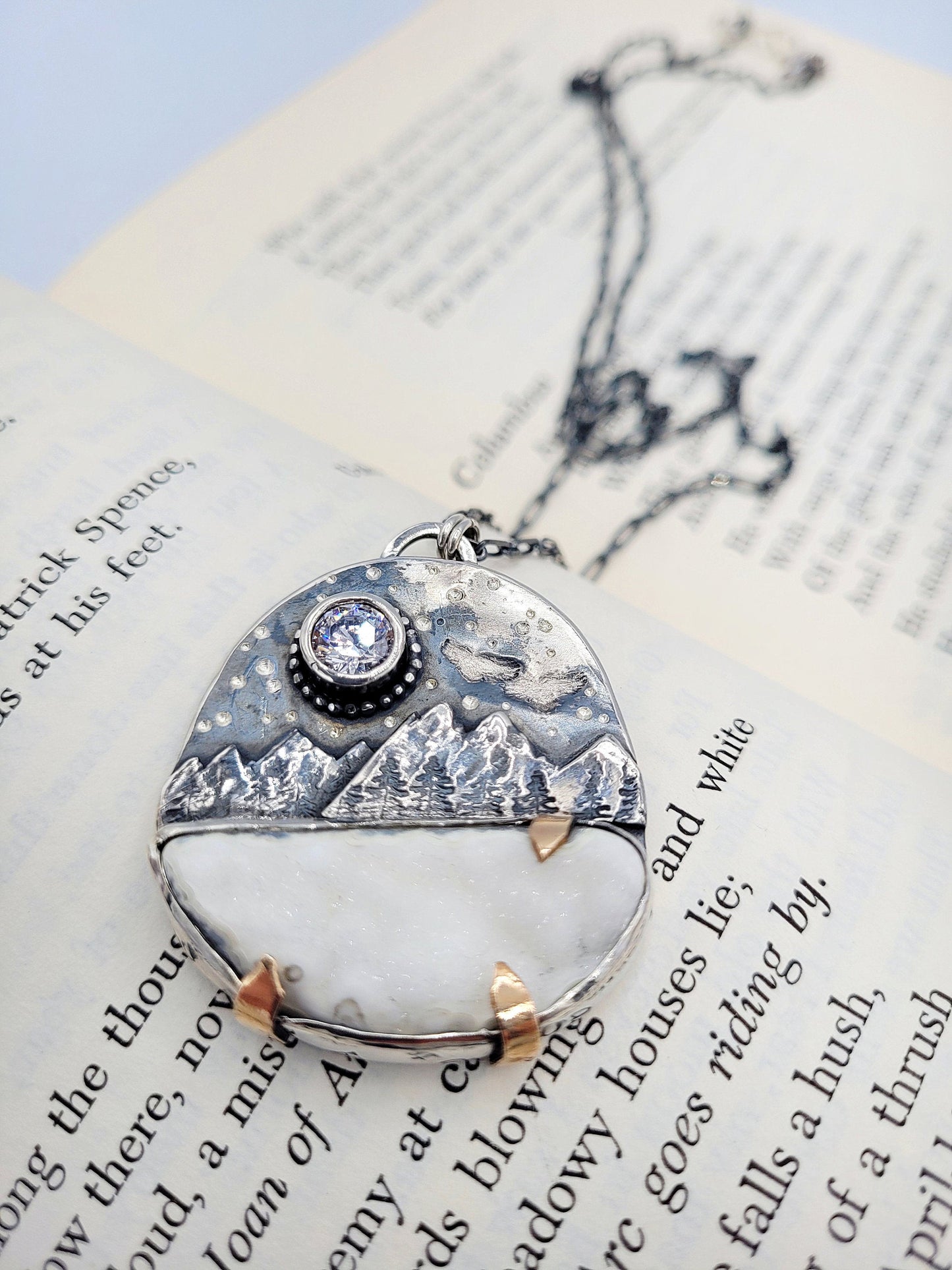 Snowy Evening Mountain Necklace