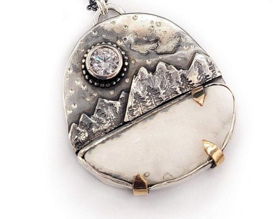 Snowy Evening Mountain Necklace