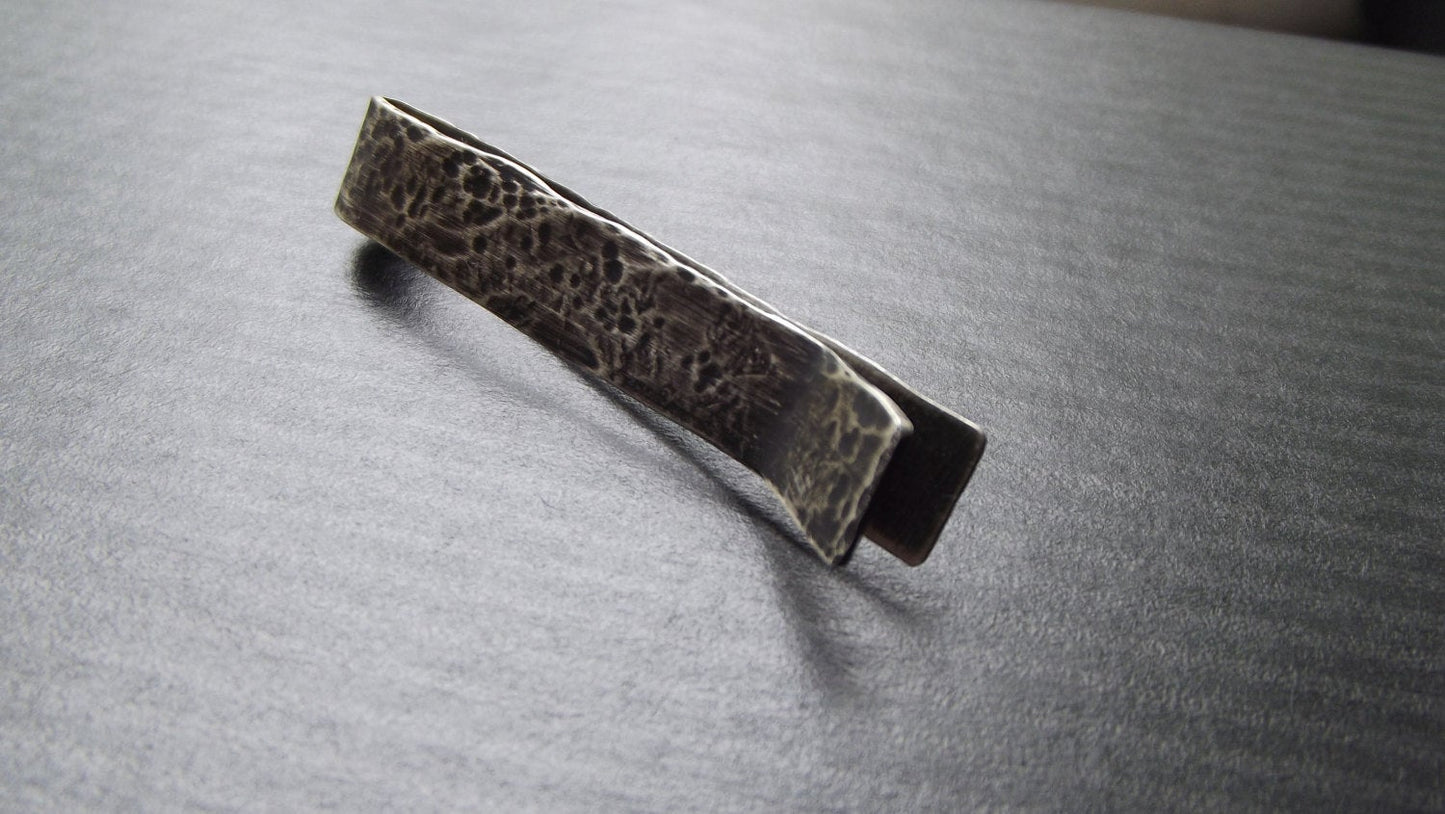 Hammered tie bar - Custom Text - Sterling Silver