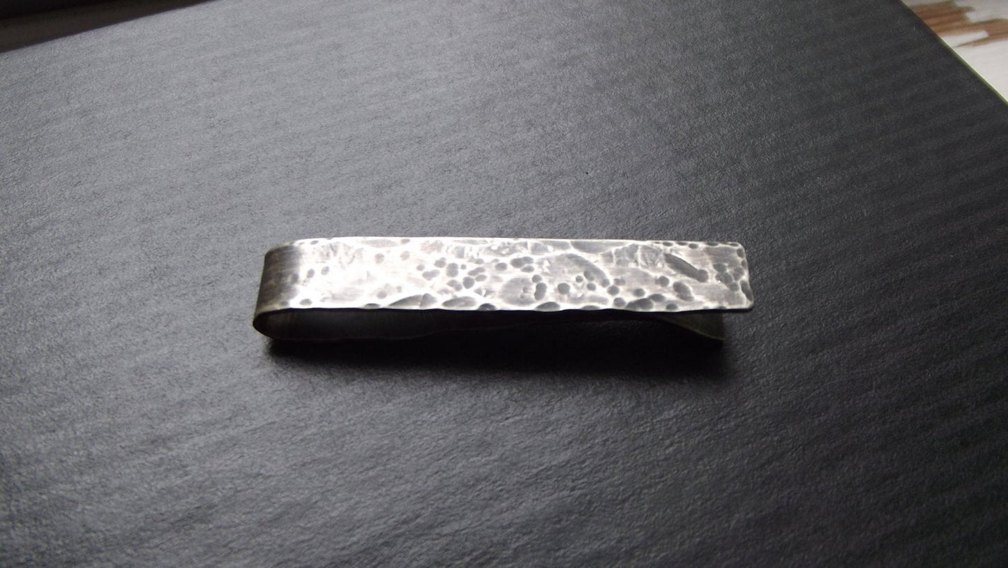 Hammered tie bar - Custom Text - Sterling Silver