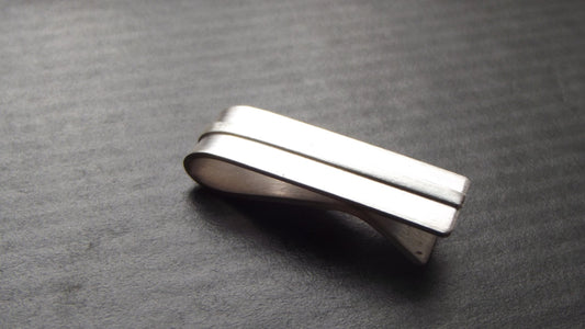 thicker 1 i n c h tie bar - stripe - Sterling Silver