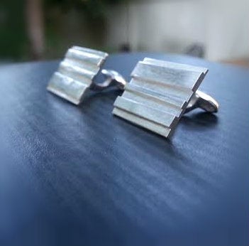 ribbed - cufflinks - Sterling Silver - Great Groomsmen gift